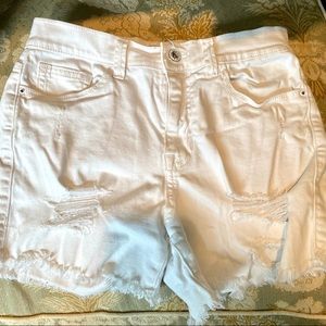 Sneak Peek White Distressed Denim Shorts S